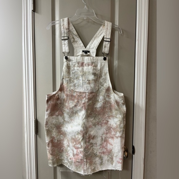 Wild Fable Cream and Tan Tye Dye Overall Mini Dress - Picture 3 of 6